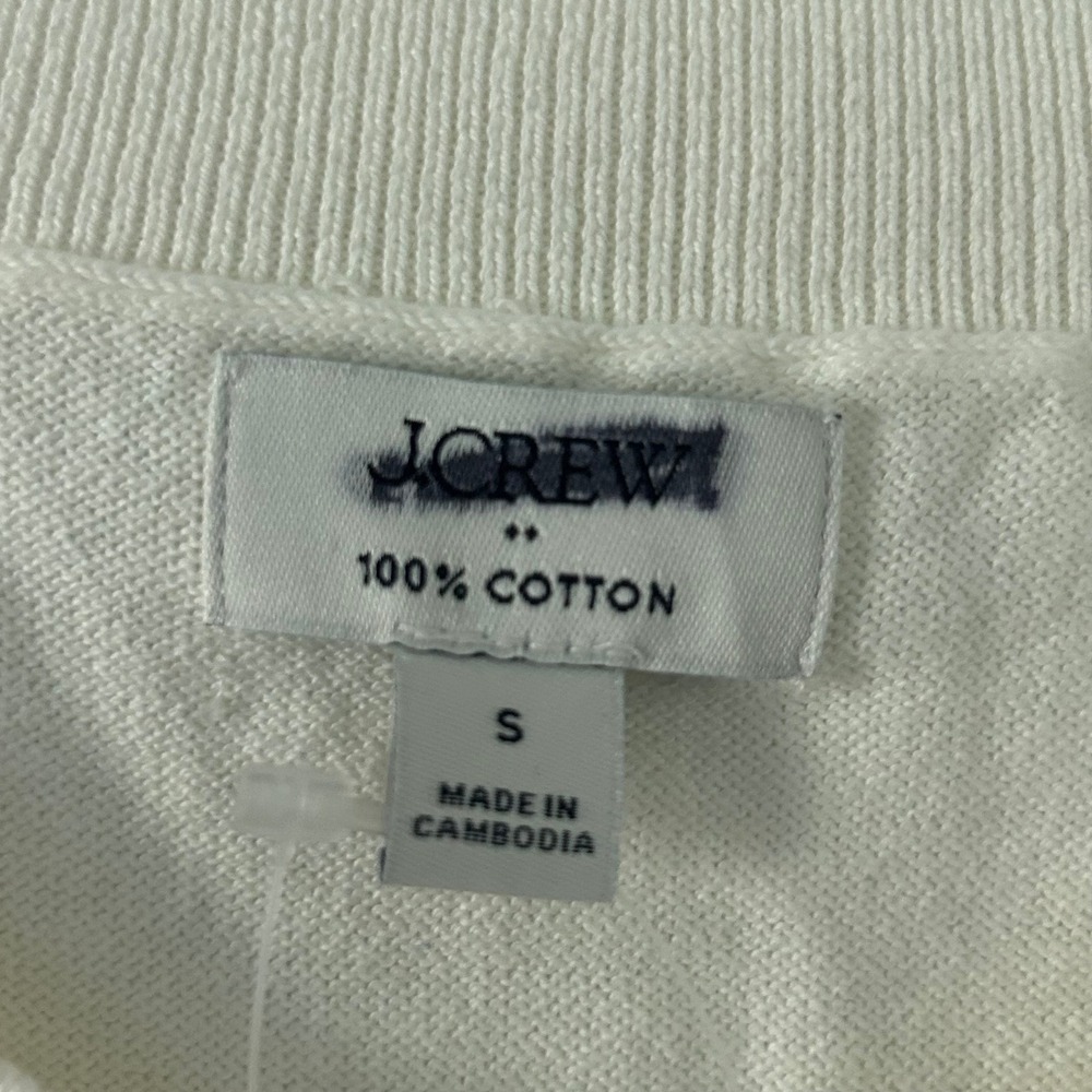 J.Crew Factory Women's Short Sleeve Cotton Crewneck Sweater Ivory S Small New - Picture 7 of 9